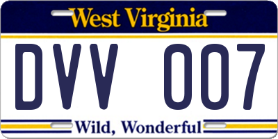 WV license plate DVV007