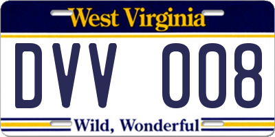 WV license plate DVV008