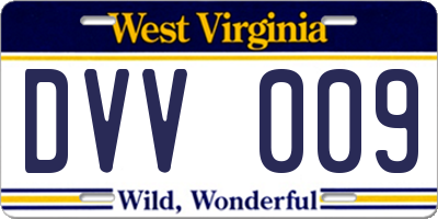 WV license plate DVV009