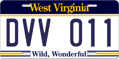 WV license plate DVV011