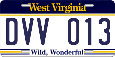 WV license plate DVV013