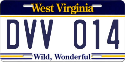 WV license plate DVV014