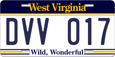 WV license plate DVV017