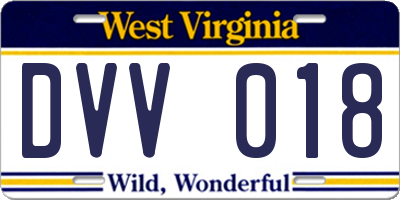 WV license plate DVV018