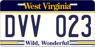 WV license plate DVV023