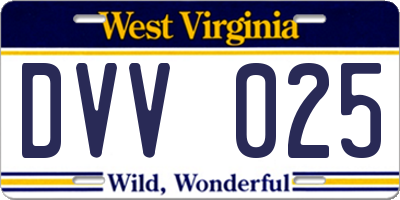 WV license plate DVV025