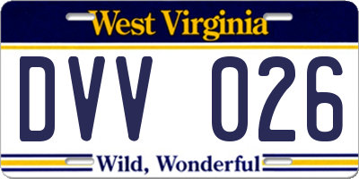 WV license plate DVV026