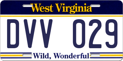 WV license plate DVV029