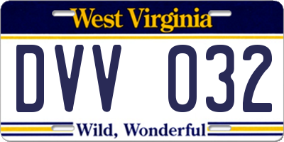 WV license plate DVV032