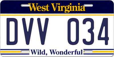 WV license plate DVV034