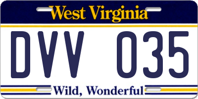 WV license plate DVV035
