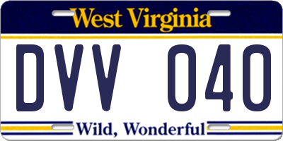 WV license plate DVV040
