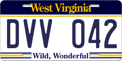 WV license plate DVV042