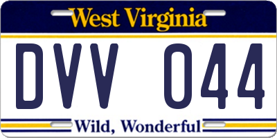 WV license plate DVV044