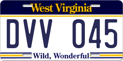 WV license plate DVV045