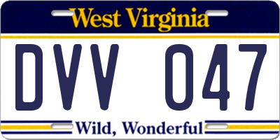 WV license plate DVV047