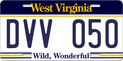 WV license plate DVV050
