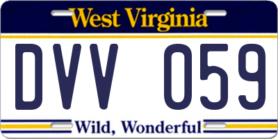 WV license plate DVV059