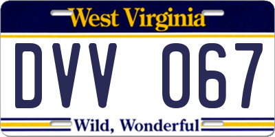 WV license plate DVV067