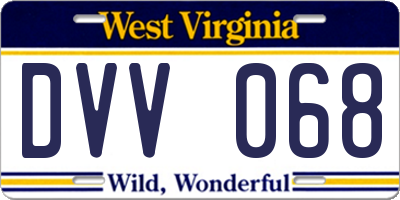 WV license plate DVV068