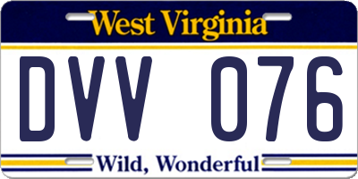 WV license plate DVV076