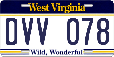 WV license plate DVV078