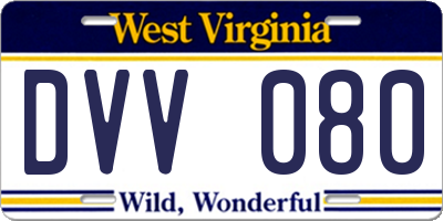 WV license plate DVV080