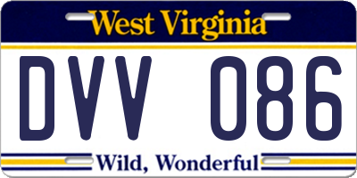 WV license plate DVV086