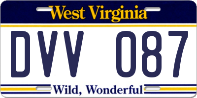 WV license plate DVV087