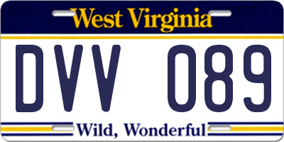 WV license plate DVV089