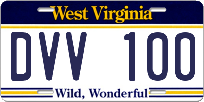 WV license plate DVV100
