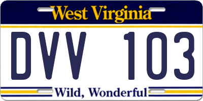 WV license plate DVV103