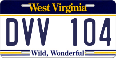 WV license plate DVV104