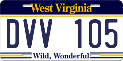 WV license plate DVV105