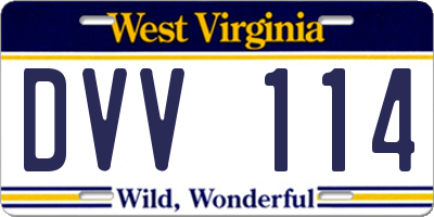 WV license plate DVV114