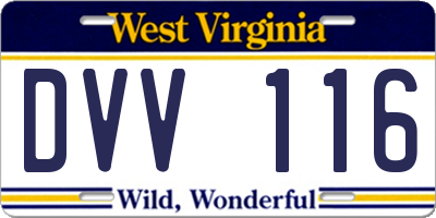 WV license plate DVV116