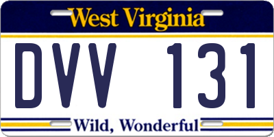 WV license plate DVV131