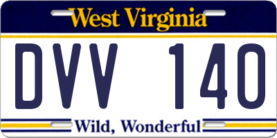 WV license plate DVV140