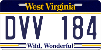 WV license plate DVV184