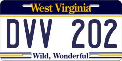 WV license plate DVV202