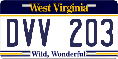 WV license plate DVV203