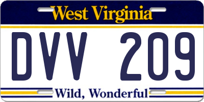 WV license plate DVV209