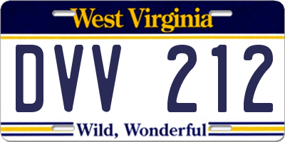 WV license plate DVV212