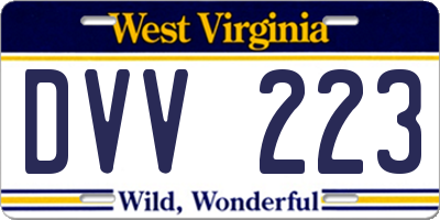 WV license plate DVV223