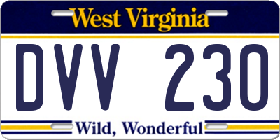 WV license plate DVV230