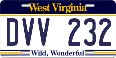 WV license plate DVV232