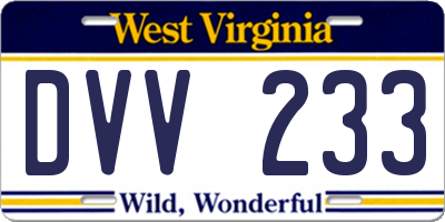 WV license plate DVV233