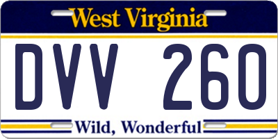 WV license plate DVV260