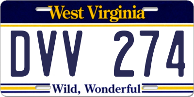 WV license plate DVV274