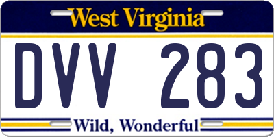 WV license plate DVV283